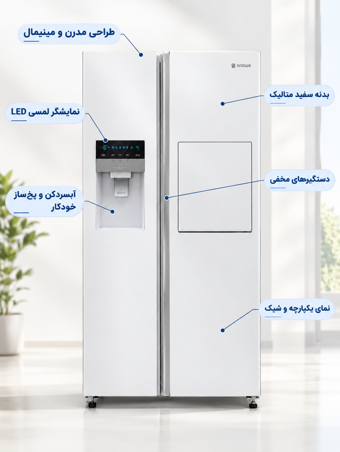 ساید بای ساید اسنوا هایپر (بوم) هوشمند 35فوت سفید متالیک S2Di-L310